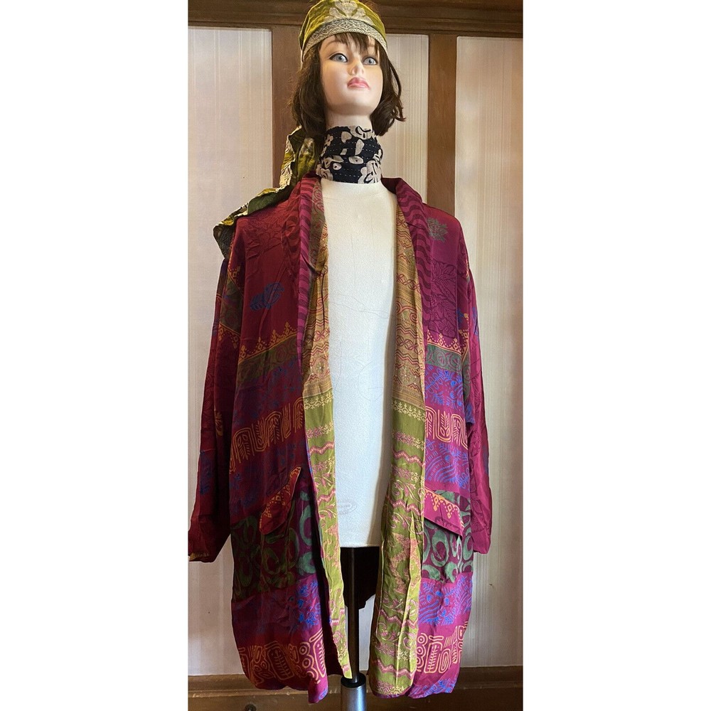 Kantha Bae Unique Handmade Kimono Pockets Women’s Free One Size Silk Cotton